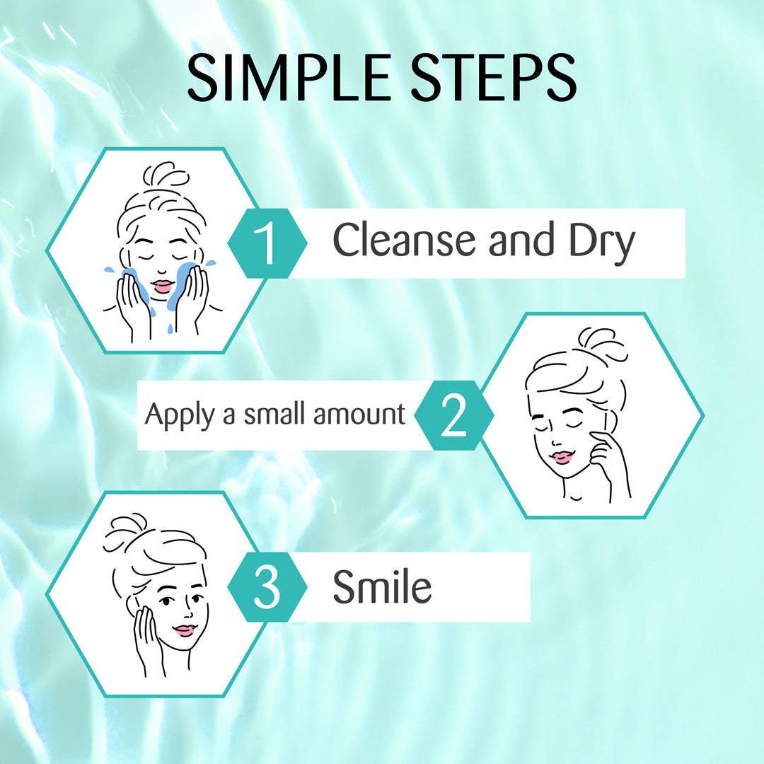 a woman's face with three steps how to use 